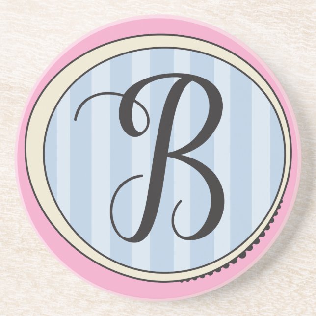 Monogram B Sandstone Coaster (Front)