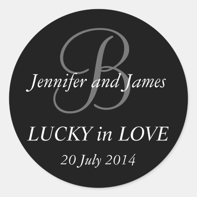 Monogram B Stickers for Weddings Black (Front)