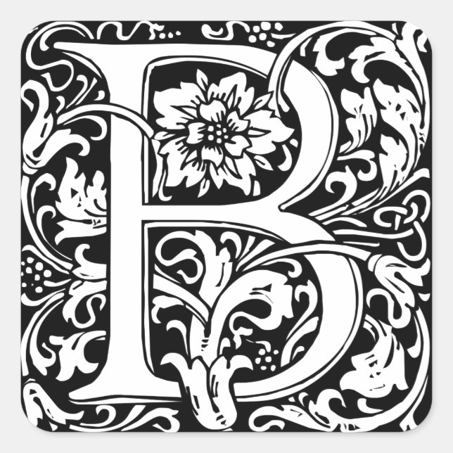 Monogram B Victorian Square Sticker (Front)
