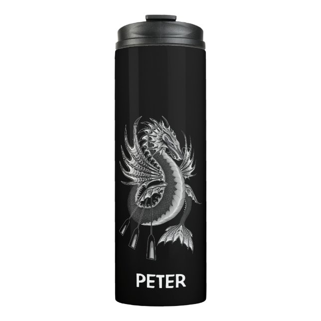 Monogram B&W Water Dragon - Black Thermal Tumbler (Front)