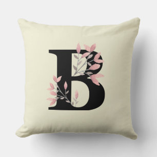 Monogram B with Pink Floral Sprays Cushion