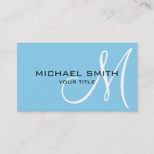 Monogram Baby blue colour background Business Card