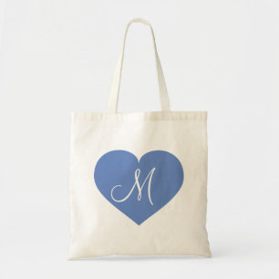 Monogram Baby Blue Heart Tote Bag
