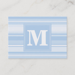 Monogram baby blue stripes business card