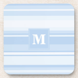 Monogram baby blue stripes coaster