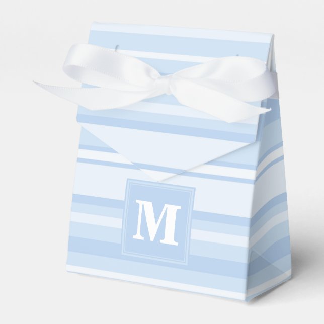 Monogram baby blue stripes favour box (Front Side)