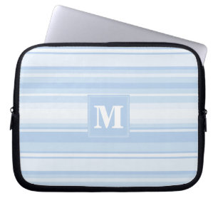 Monogram baby blue stripes laptop sleeve