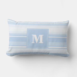 Monogram baby blue stripes lumbar cushion