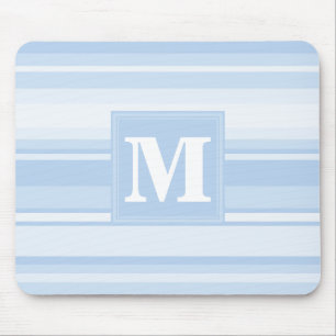 Monogram baby blue stripes mouse pad