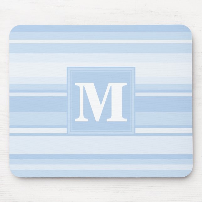Monogram baby blue stripes mouse pad (Front)