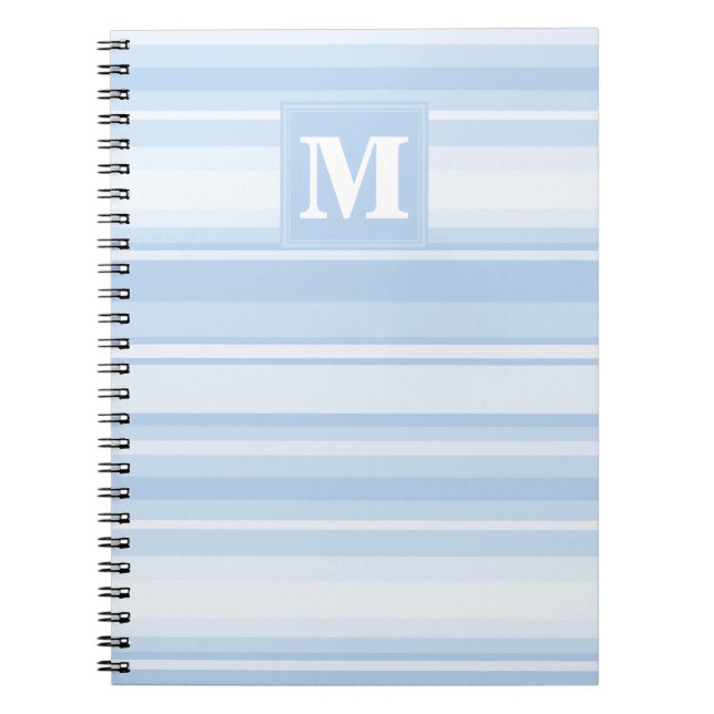 Monogram baby blue stripes notebook (Front)