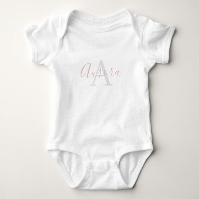 Monogram Baby Girl Baby Bodysuit (Front)