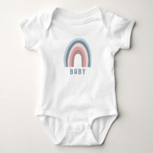Monogram Baby Name Earthy Boho Rainbow Blue Pink Bodysuit