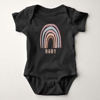 Monogram Baby Name Earthy Boho Rainbow Neutral Bodysuit