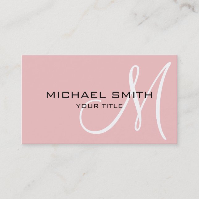 Monogram Baby pink colour background Business Card (Front)