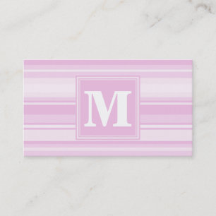 Monogram baby pink stripes business card