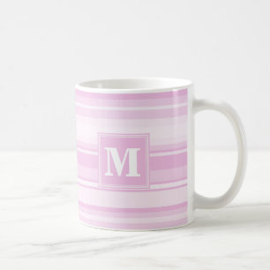 Monogram baby pink stripes coffee mug
