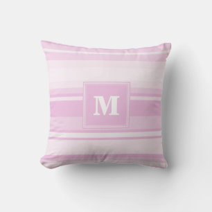 Monogram baby pink stripes cushion
