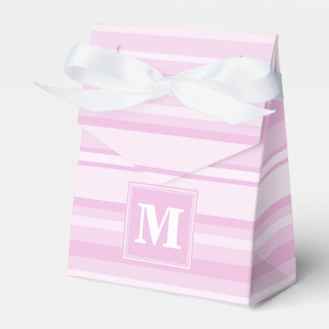 Monogram baby pink stripes favour box (Front Side)