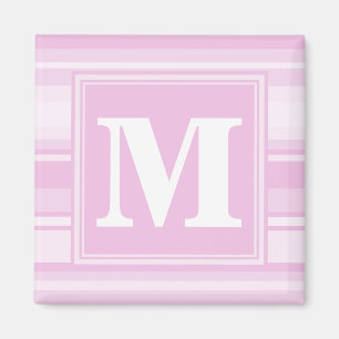 Monogram baby pink stripes magnet