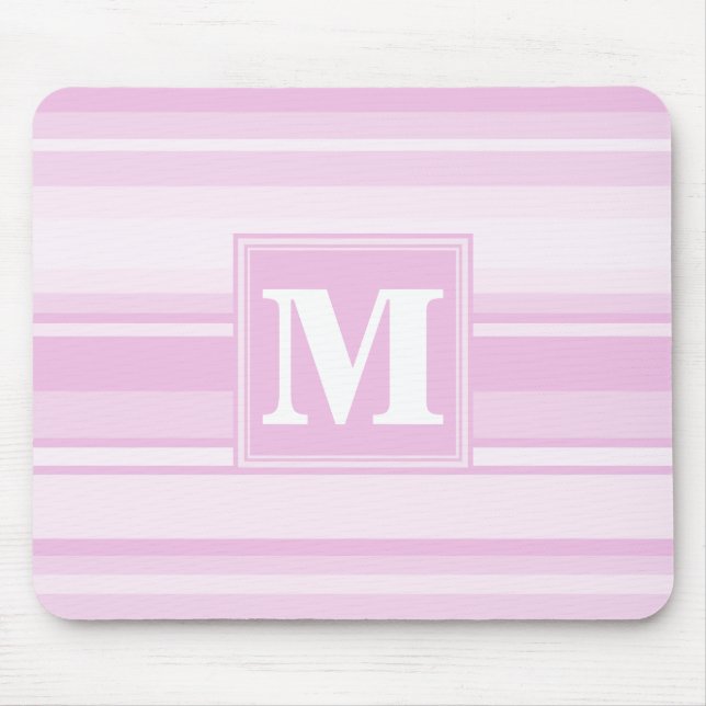 Monogram baby pink stripes mouse pad (Front)