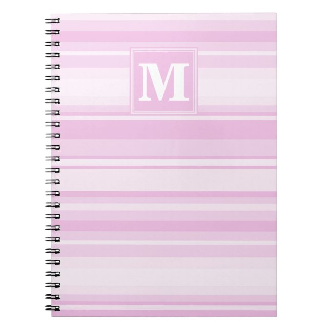Monogram baby pink stripes notebook (Front)