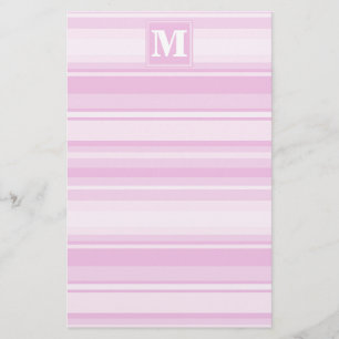 Monogram baby pink stripes stationery