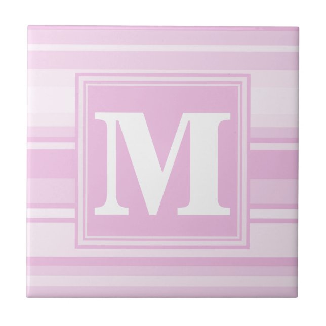 Monogram baby pink stripes tile (Front)