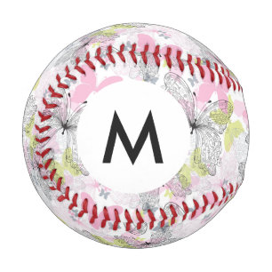 Monogram Background with butterfly Baseball