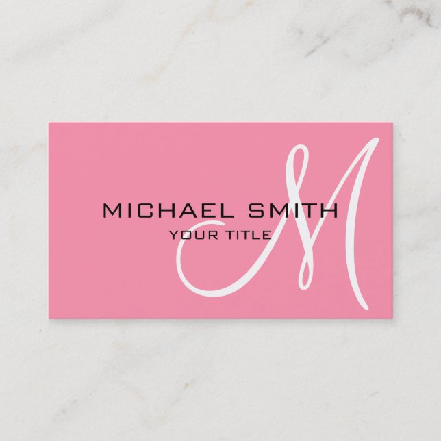 Monogram Baker-Miller pink colour background Business Card (Front)