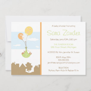 Monogram Balloon Baby Shower Invitation