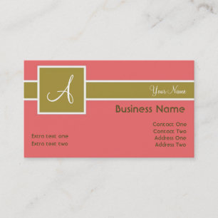 Monogram Band Salmon & Sage Business Cards