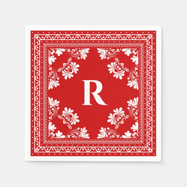 Monogram Bandanna pattern Napkin (Front)