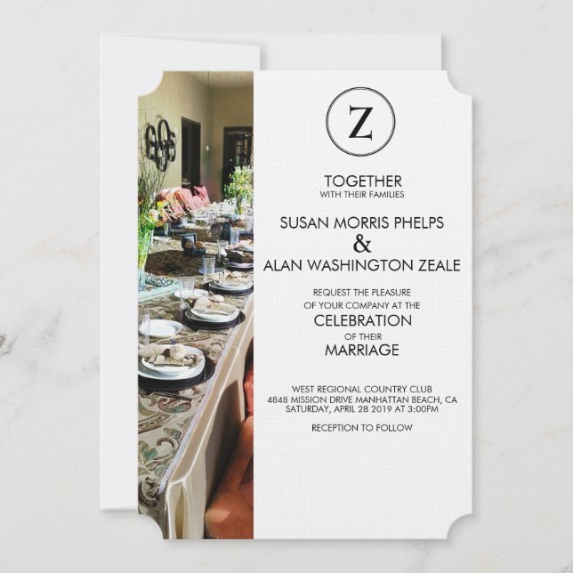 Monogram Banquet Table Wedding Invitation (Front)
