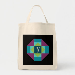 Monogram Barn Quilt Block Canvas Tote Bag