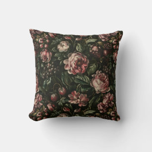Monogram Baroque Dark Purple Floral Pattern Cushion