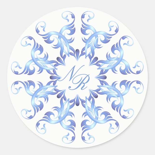Monogram.Baroque element. Classic Round Sticker (Front)