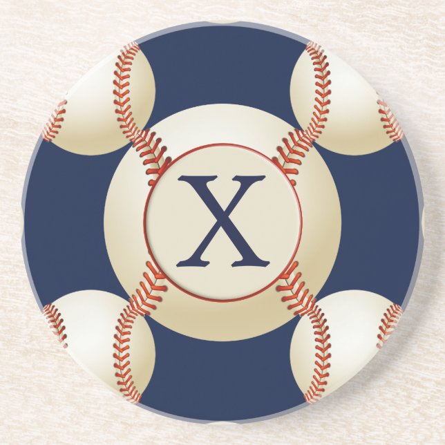 Monogram Baseball Balls Sports pattern Coaster (Front)