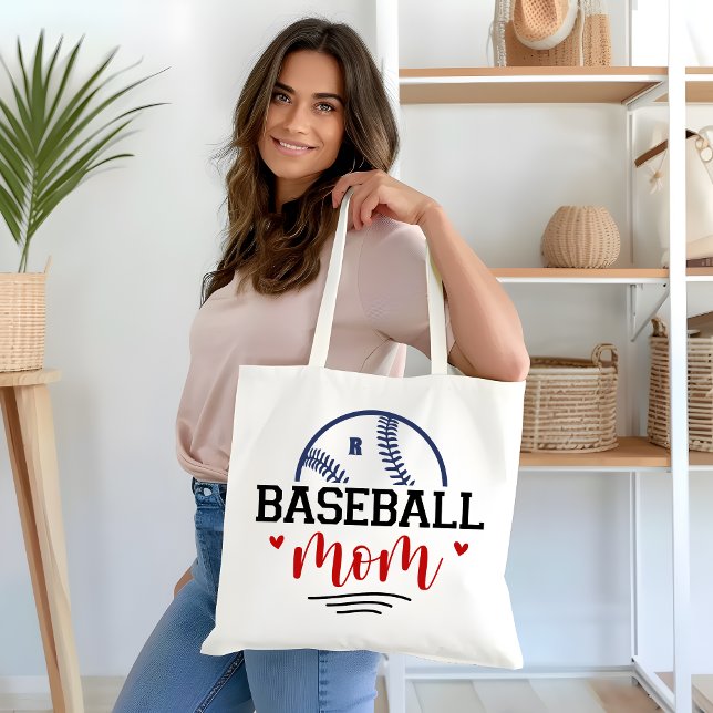 Monogram Baseball Mother Gift Tote Bag (Creator Uploaded)