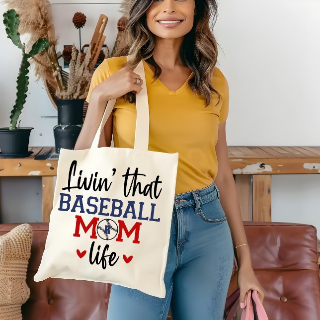 Monogram Baseball Mother Gift Tote Bag (Creator Uploaded)