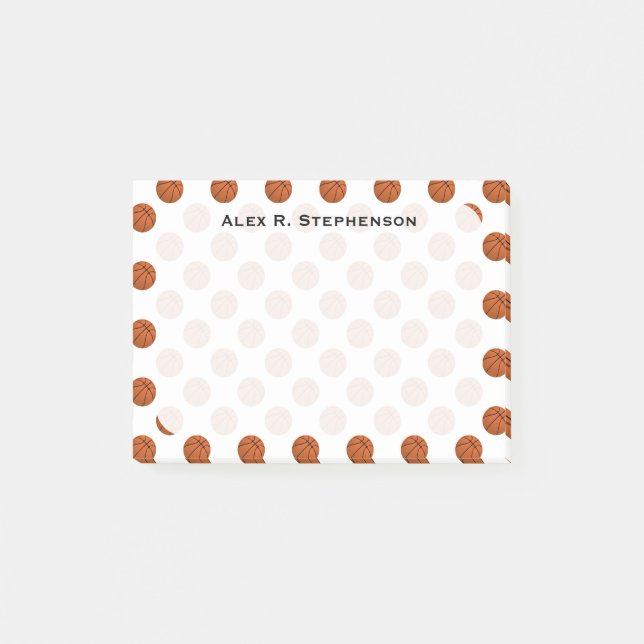 Monogram Basketball Balls on White Post-it Notes (Front)