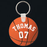 Monogram basketball name and number Customisable Key Ring<br><div class="desc">Monogram basketball name and number</div>