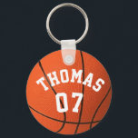 Monogram basketball name and number Customisable Key Ring<br><div class="desc">Monogram basketball name and number</div>