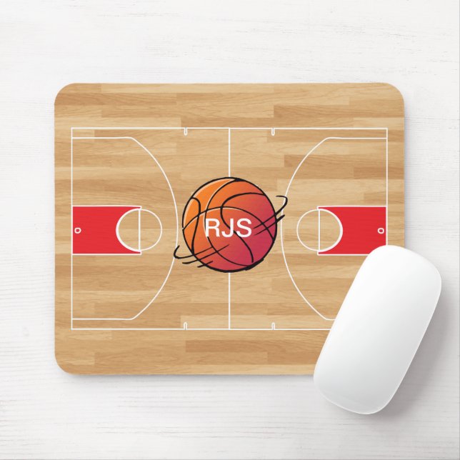 Monogram Basketball on basketball court Mouse Pad (With Mouse)