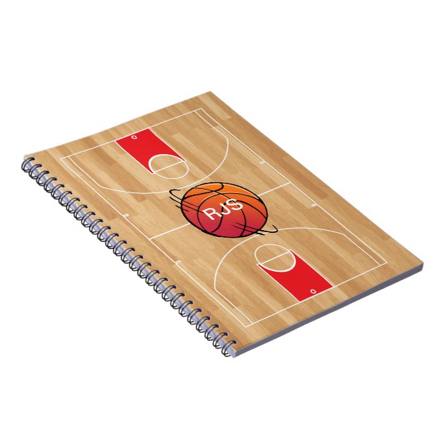 Monogram Basketball on basketball court Notebook (Right Side)