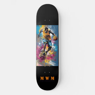 Monogram Basketball Unique Design Skateboard