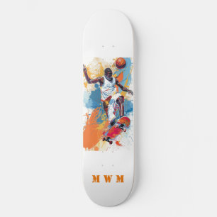 Monogram Basketball Unique Design Skateboard