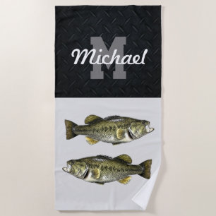 Monogram Bass Fishing Cool Sports Largemouth Beach Towel