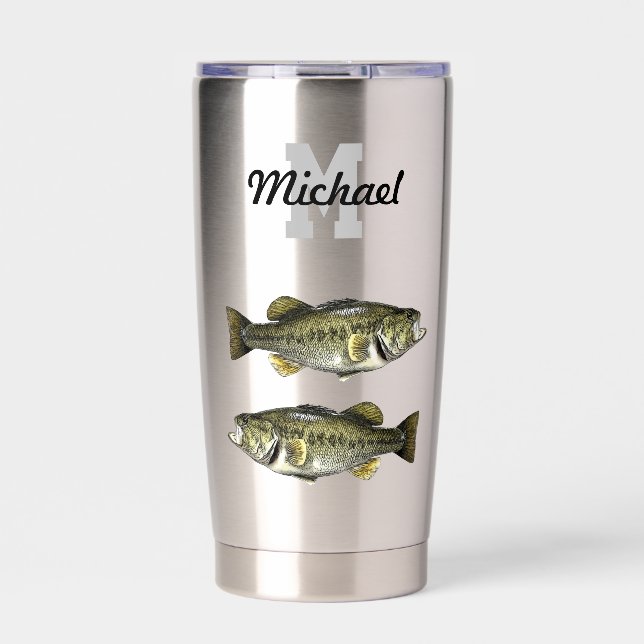 Monogram Bass Fishing Cool Sports Largemouth  Insulated Tumbler (Front)