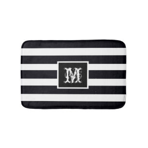 Monogram Bath Mat Bath Rug Classic Black and White